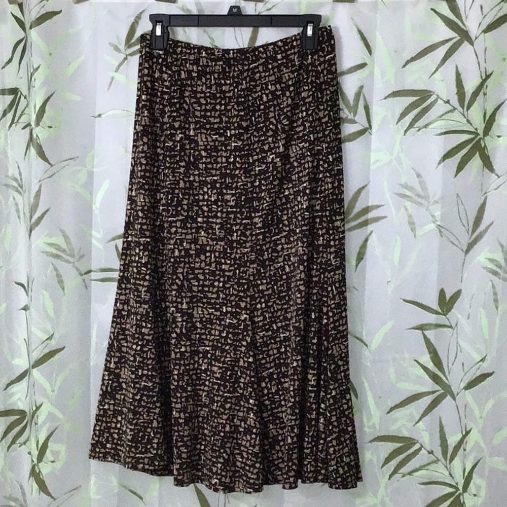 Dressbarn Brown & cream midi skirt Sz 8